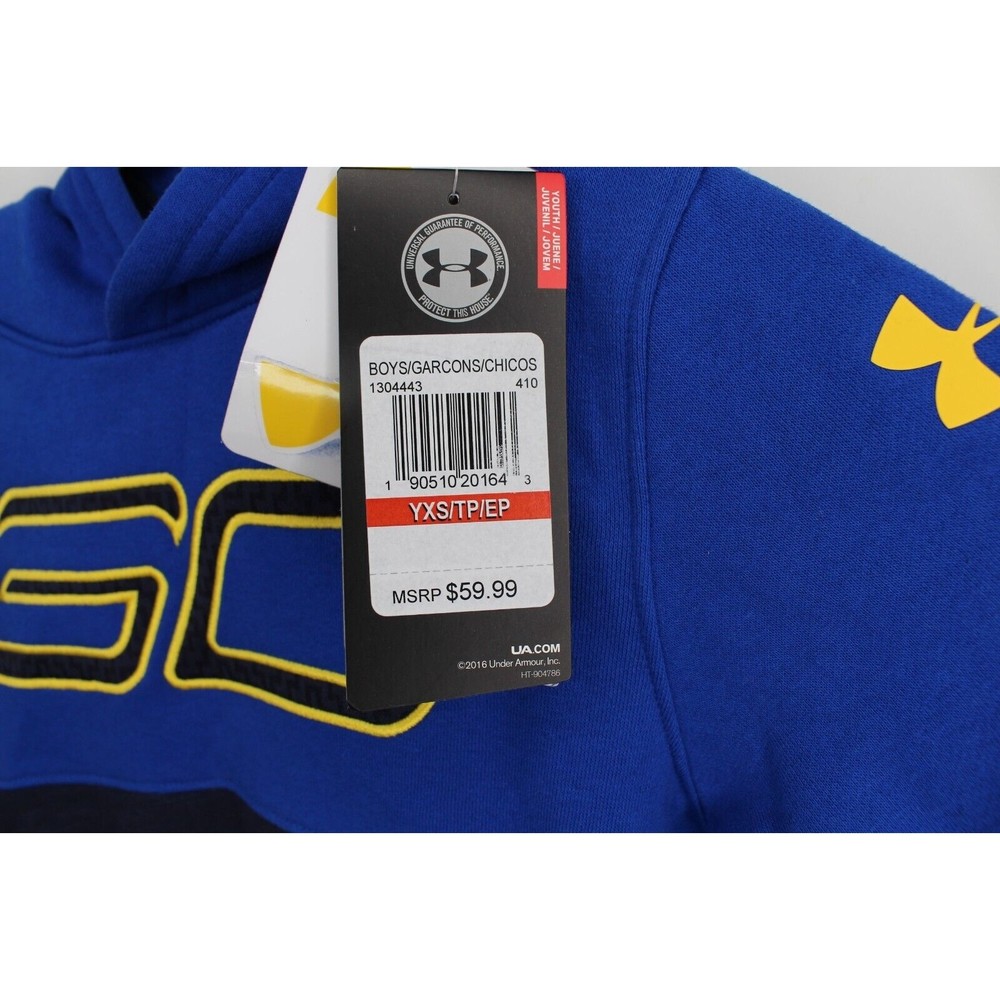 NWT Under Armour Boys SC30 Logo Fleece Hoodie 130443 Blue Navy YXS - Picture 3 of 3